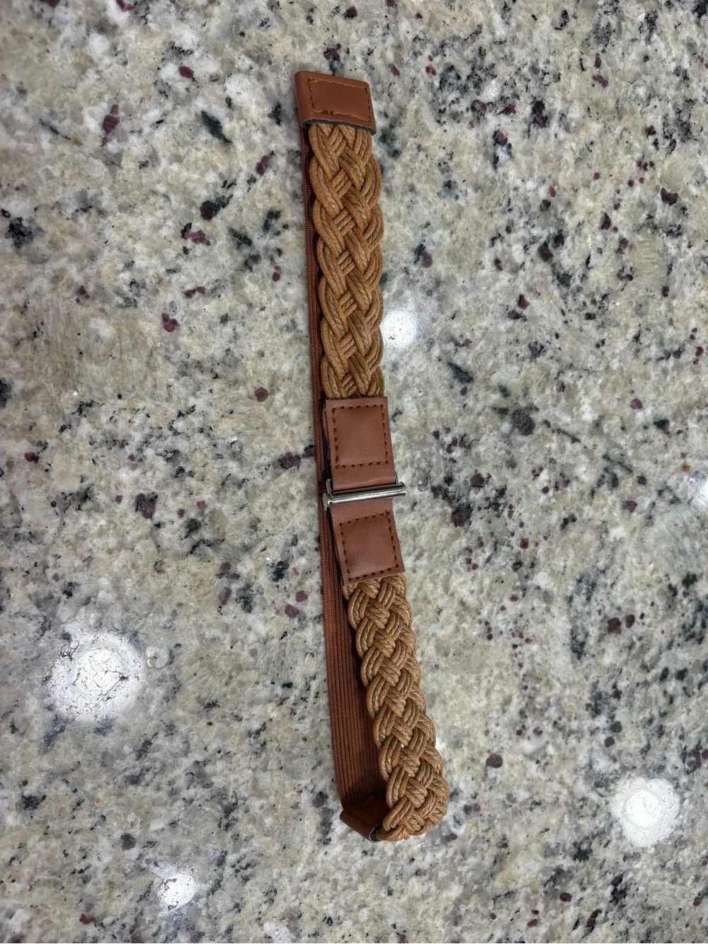 Cognac brown woven stretch belt girls one size unbranded GUC